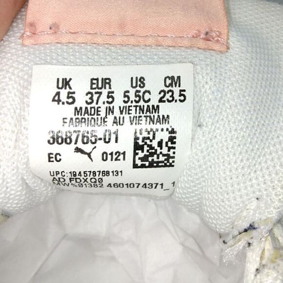 Puma Carma Summer Fade Girls Pre-owned White w/Yellow Fade Sneakers - sz. 5 1/2C - Picture 6 of 6